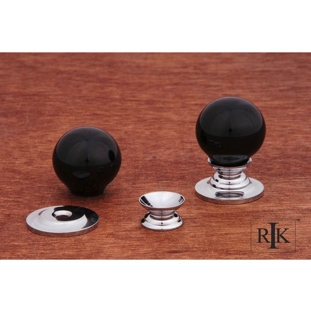 RK International - Small Globe Porcelain Knob - Black,Chrome