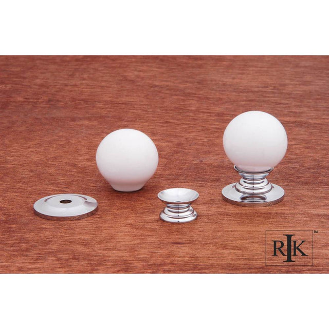 RK International - Small Globe Porcelain Knob - White,Chrome