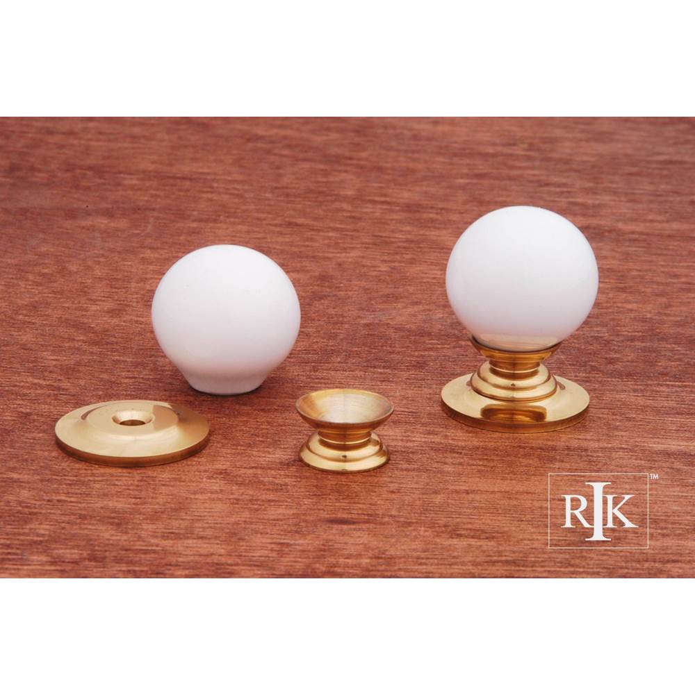 RK International - Small Globe Porcelain Knob - White,Polished Brass