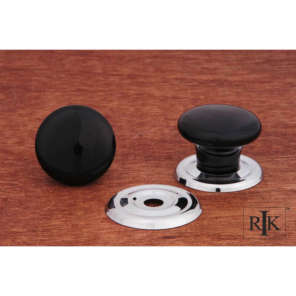 RK International - Flat Porcelain Knob - Black,Chrome