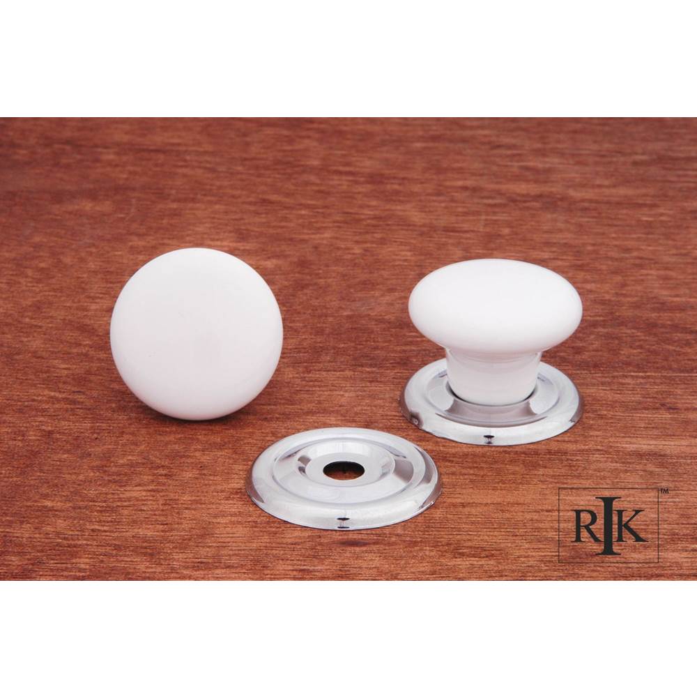 RK International - Flat Porcelain Knob - White,Chrome