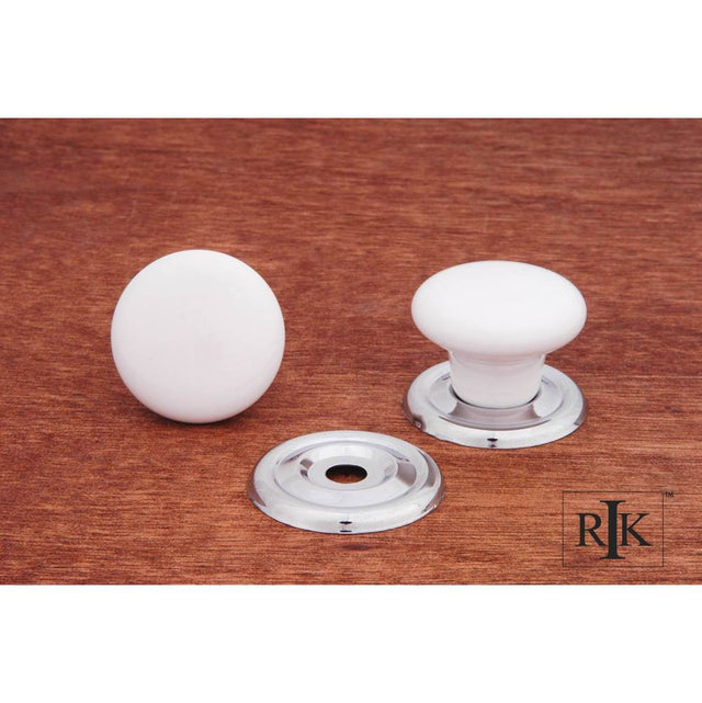 RK International - Flat Porcelain Knob - White,Chrome