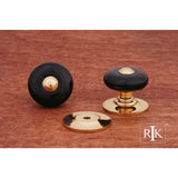RK International - Large Porcelain Knob with Tip - Black,Polished Brass