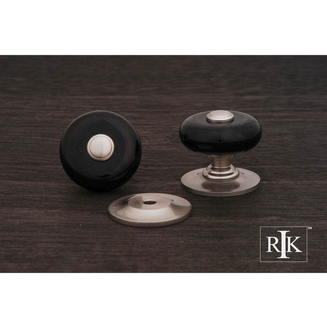 RK International - Large Porcelain Knob with Tip - Black,Satin Nickel