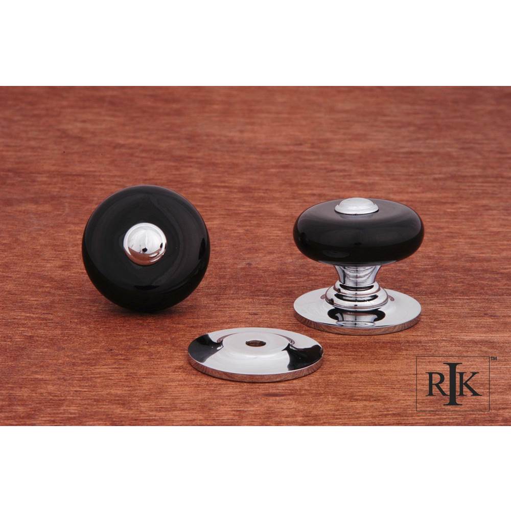 RK International - Large Porcelain Knob with Tip - Black,Chrome