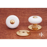 RK International - Large Porcelain Knob with Tip - White,Polished Brass