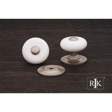 RK International - Large Porcelain Knob with Tip - White,Satin Nickel