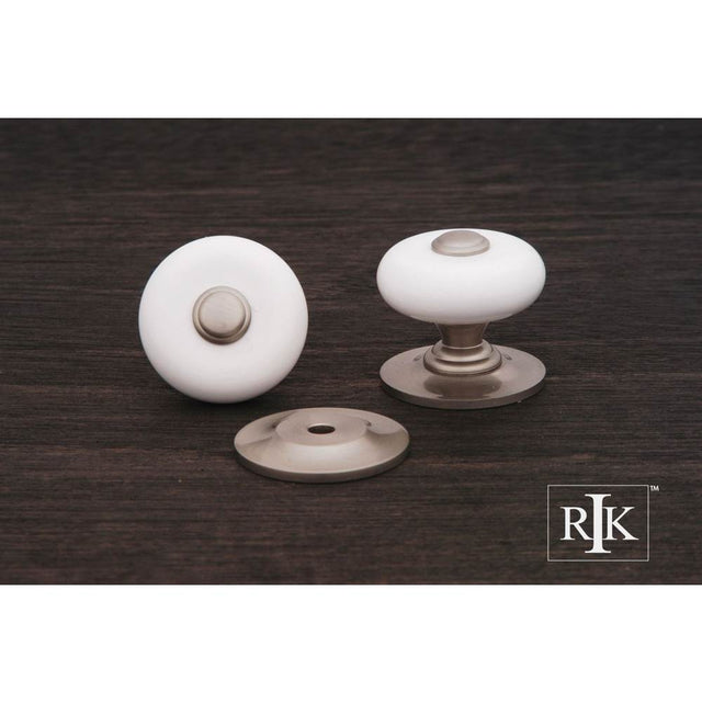 RK International - Large Porcelain Knob with Tip - White,Satin Nickel