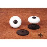 RK International - Large Porcelain Knob with Tip - White,Oil Rubbed Bronze