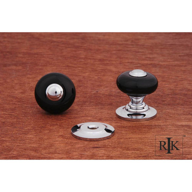 RK International - Small Porcelain Knob with Tip - Black,Chrome