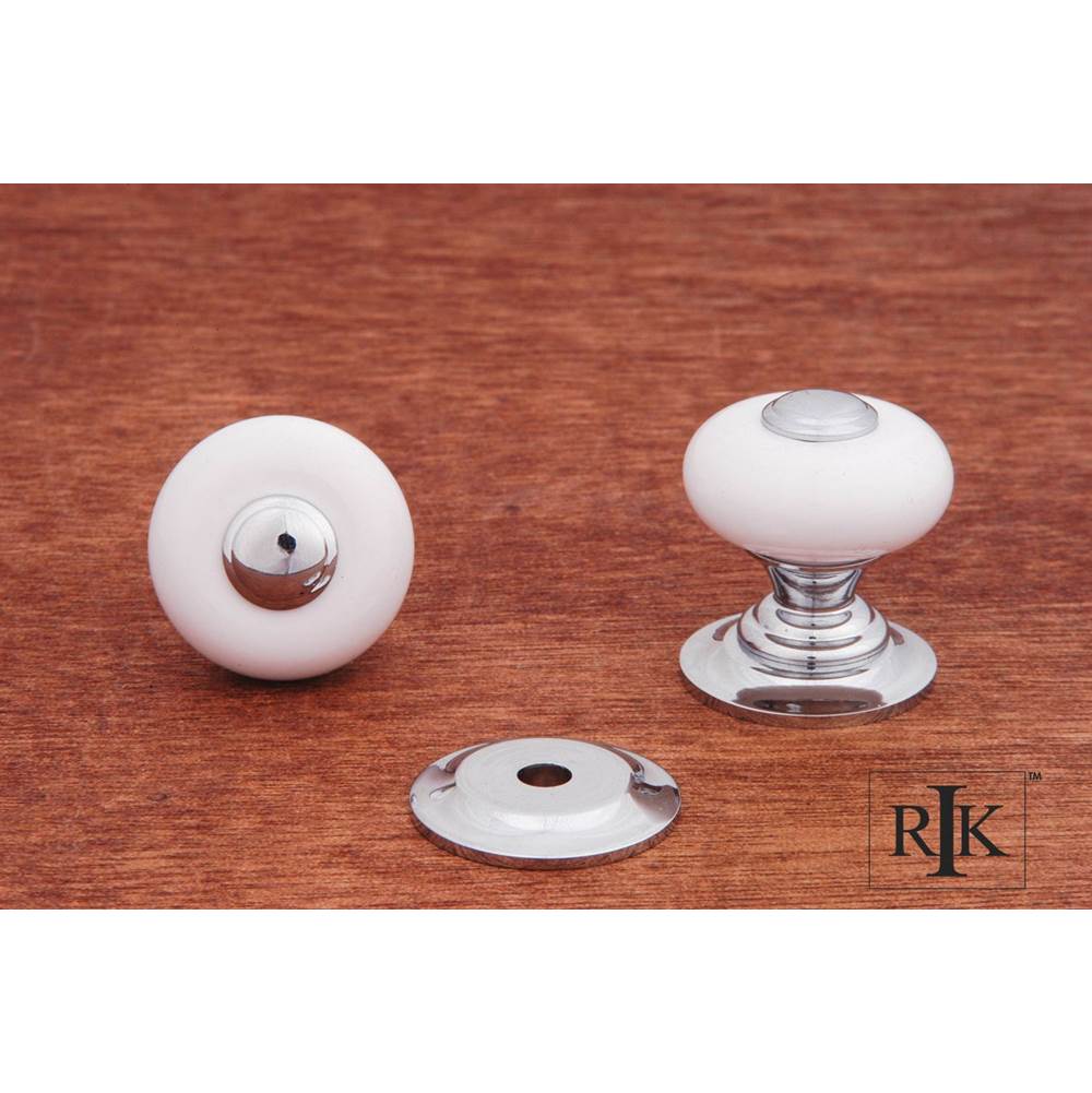 RK International - Small Porcelain Knob with Tip - White,Chrome