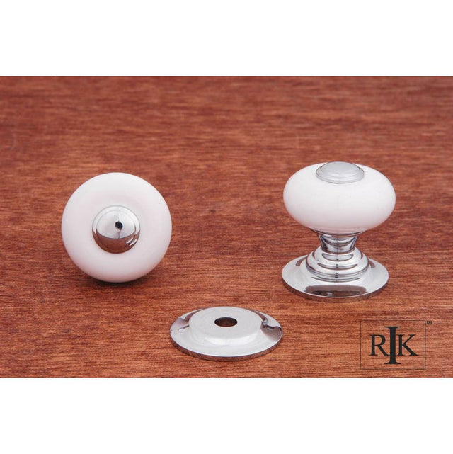 RK International - Small Porcelain Knob with Tip - White,Chrome