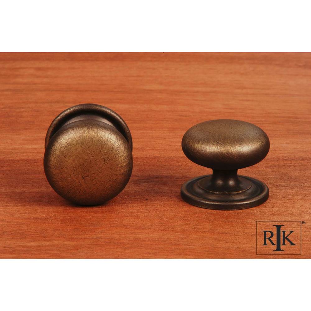 RK International - Large Solid Plain Knob with Backplate - Antique English