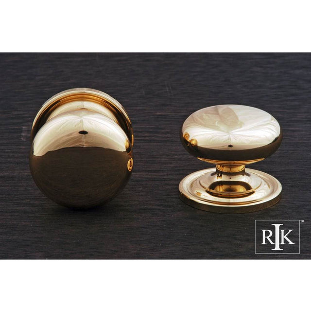 RK International - Large Solid Plain Knob with Backplate - Polished Brass