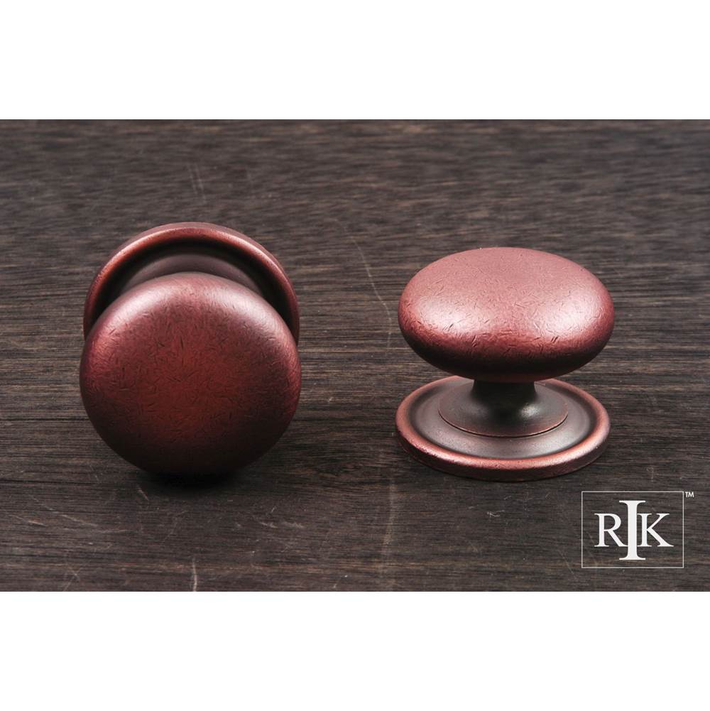 RK International - Large Solid Plain Knob with Backplate - Distressed Copper