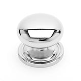 RK International - Large Solid Plain Knob with Backplate - Polished Nickel