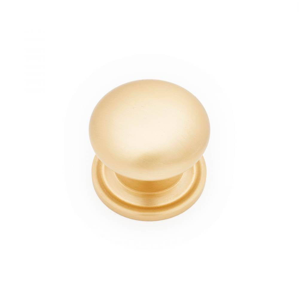 RK International - Large Solid Plain Knob with Backplate - Satin Brass