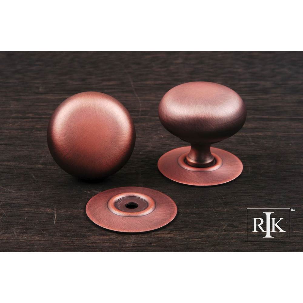 RK International - Large Plain Knob with Detachable Back Plate - Distressed Copper