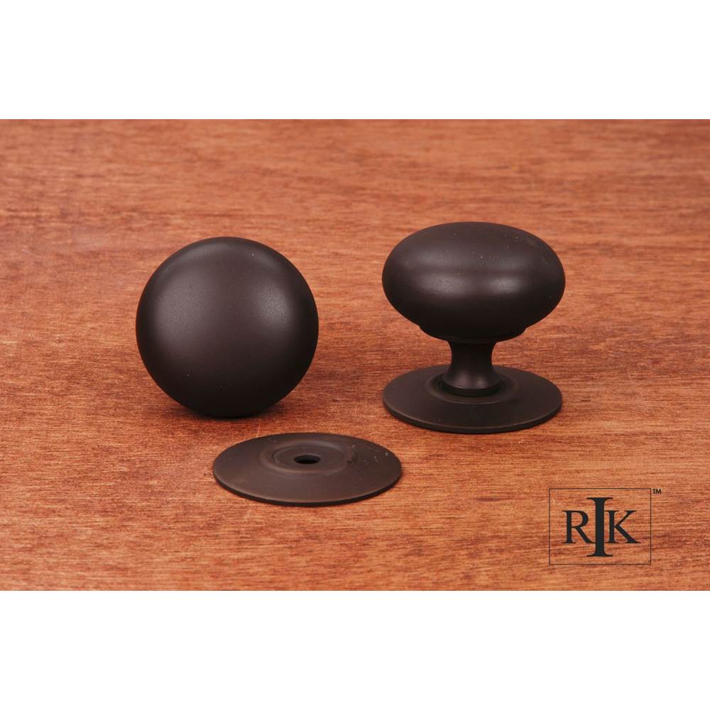 RK International - Large Plain Knob with Detachable Back Plate - Oil Rubbed Bronze