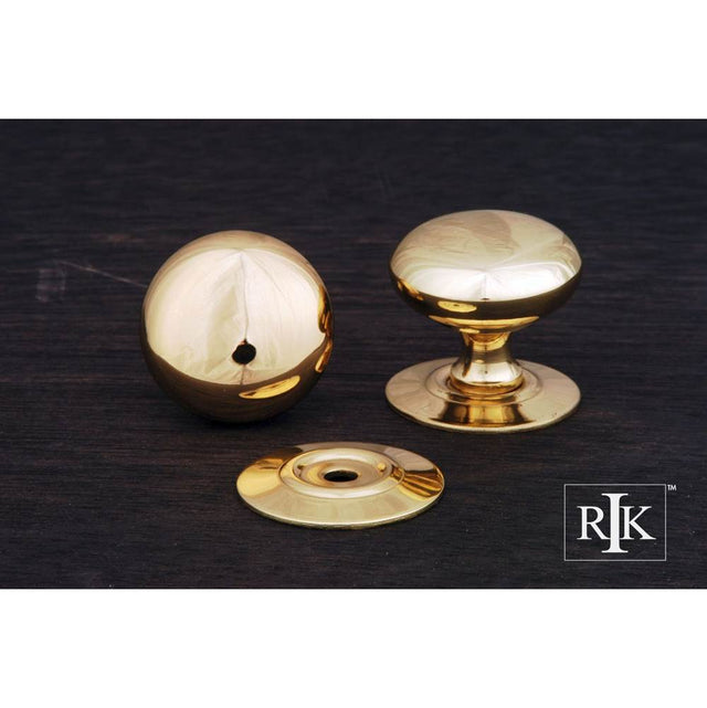 RK International - Large Plain Knob with Detachable Back Plate - Polished Brass