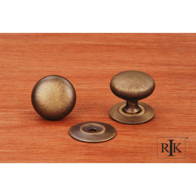 RK International - Small Plain Knob with Detachable Back Plate - Antique English
