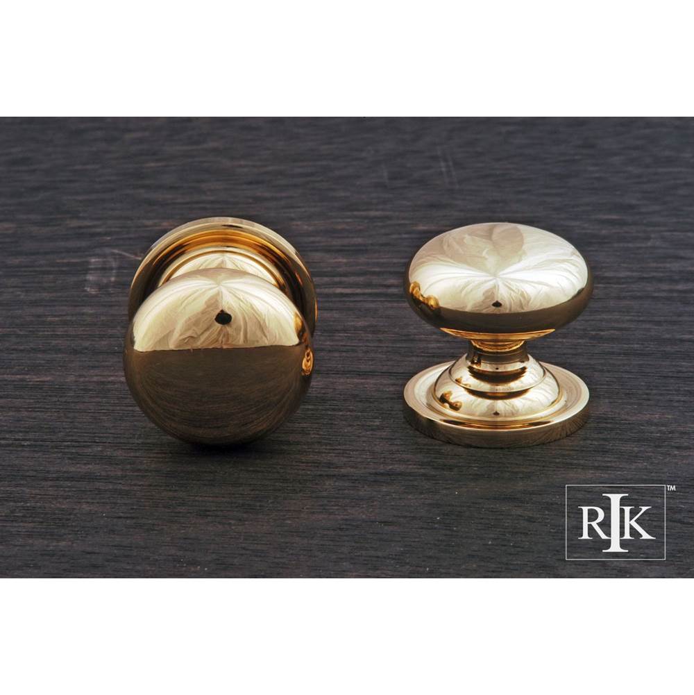 RK International - Small Solid Plain Knob with Backplate - Polished Brass