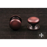 RK International - Small Solid Plain Knob with Backplate - Distressed Copper