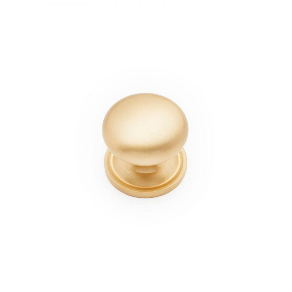 RK International - Small Solid Plain Knob with Backplate - Satin Brass