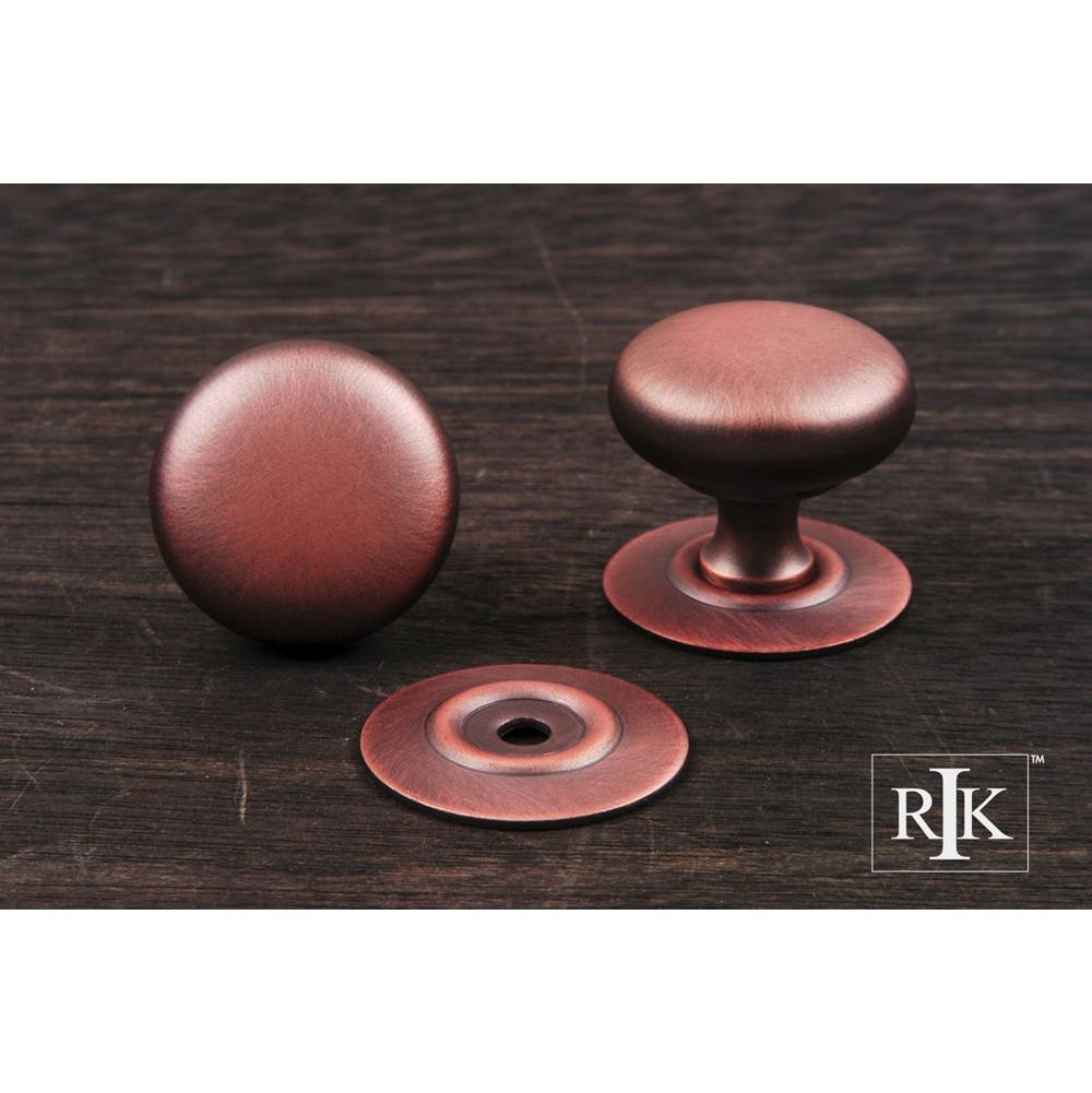 RK International - Small Plain Knob with Detachable Back Plate - Distressed Copper