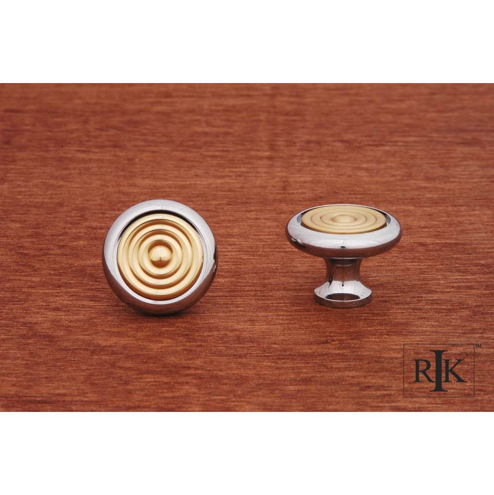RK International - Knob with Riveted Brass Circular Insert - Chrome,Brass