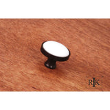 RK International - White Porcelain Inset Knob - Oil Rubbed Bronze