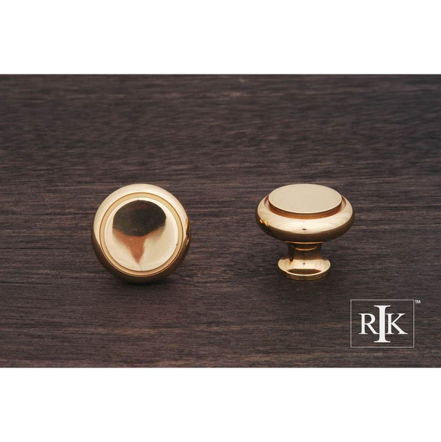 RK International - Plain Knob with Flat Brass Insert - Polished Brass
