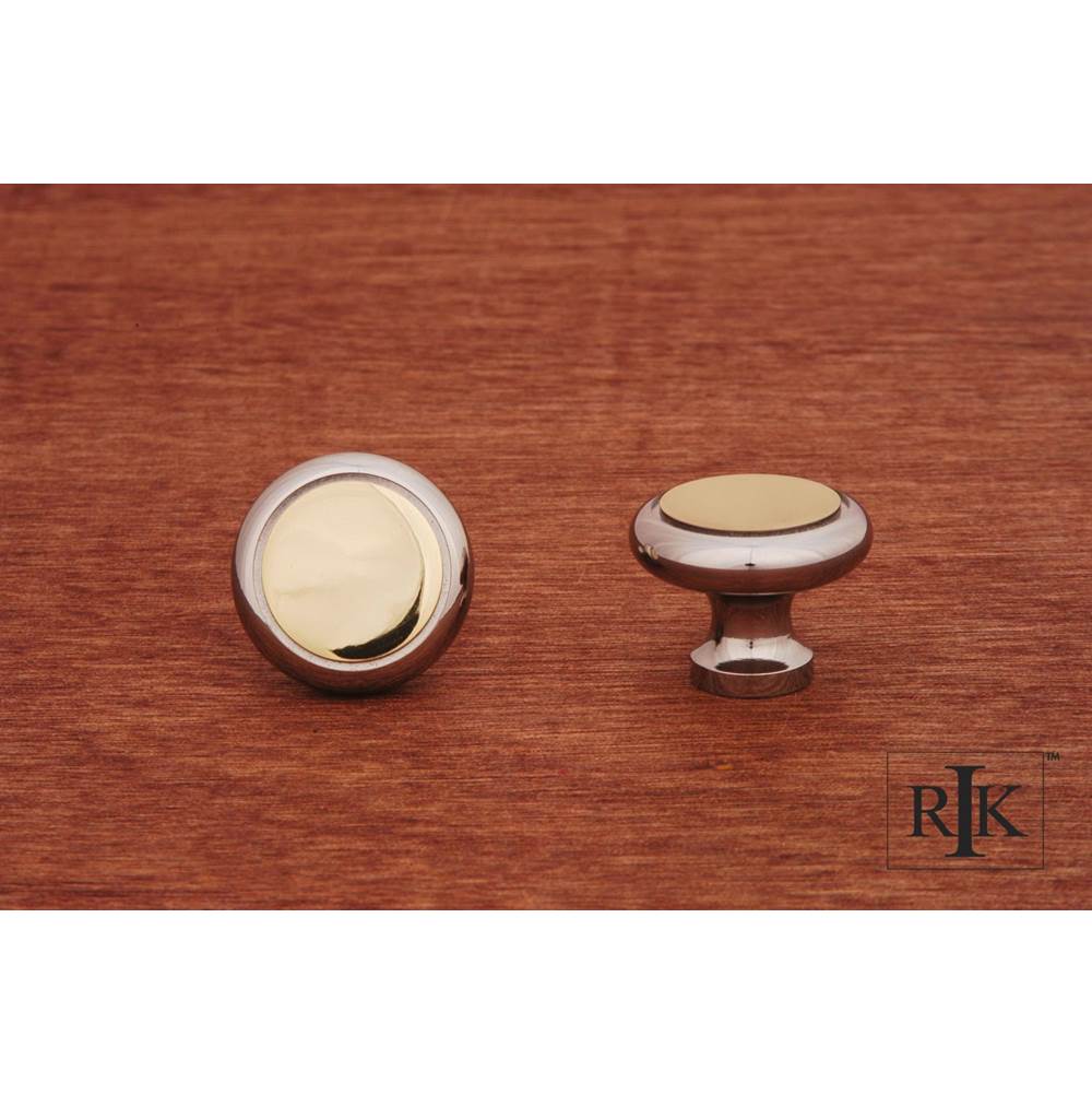 RK International - Plain Knob with Flat Brass Insert - Chrome,Brass
