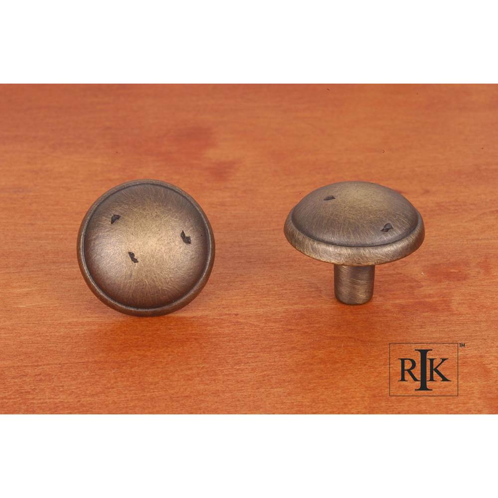 RK International - Distressed Mushroom Knob with Ring Edge - Antique English