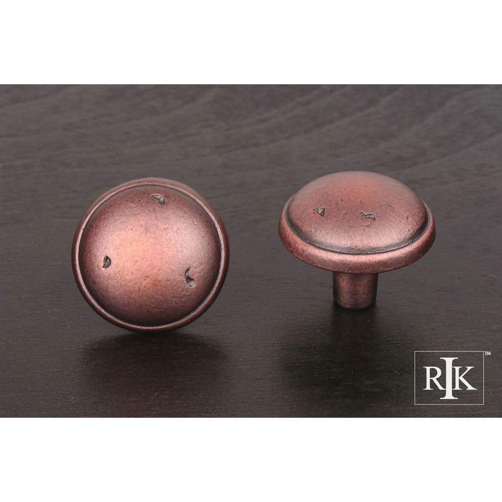 RK International - Distressed Mushroom Knob with Ring Edge - Distressed Copper