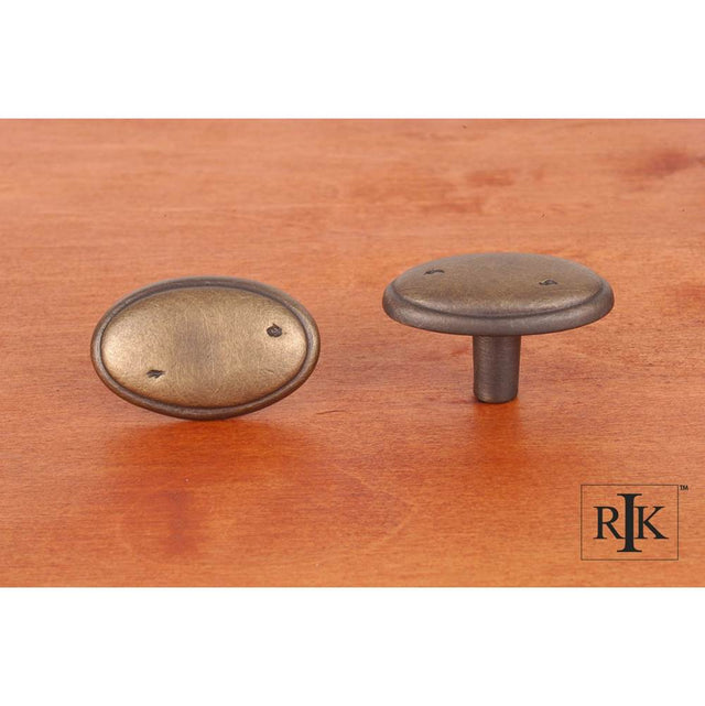 RK International - Distressed Oval Knob with Ring Edge - Antique English