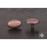 RK International - Distressed Oval Knob with Ring Edge - Distressed Copper