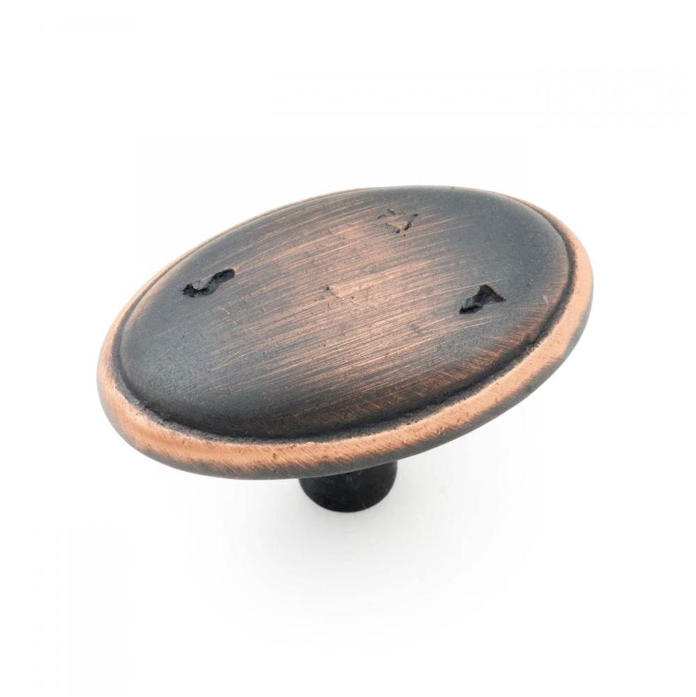 RK International - Distressed Oval Knob with Ring Edge - Valencia Bronze