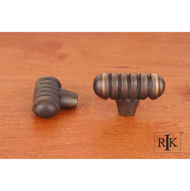 RK International - Distressed Large Ribbed Knob - Antique English