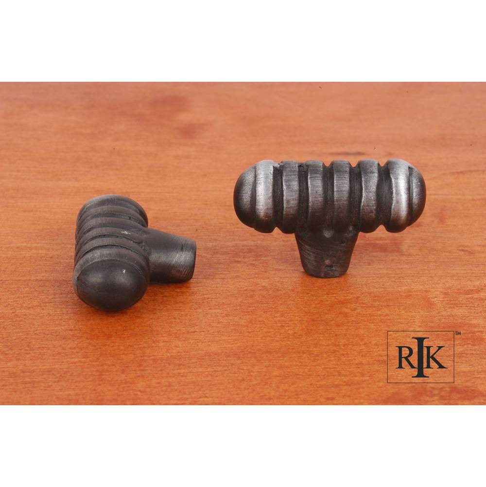 RK International - Distressed Large Ribbed Knob - Distressed Nickel