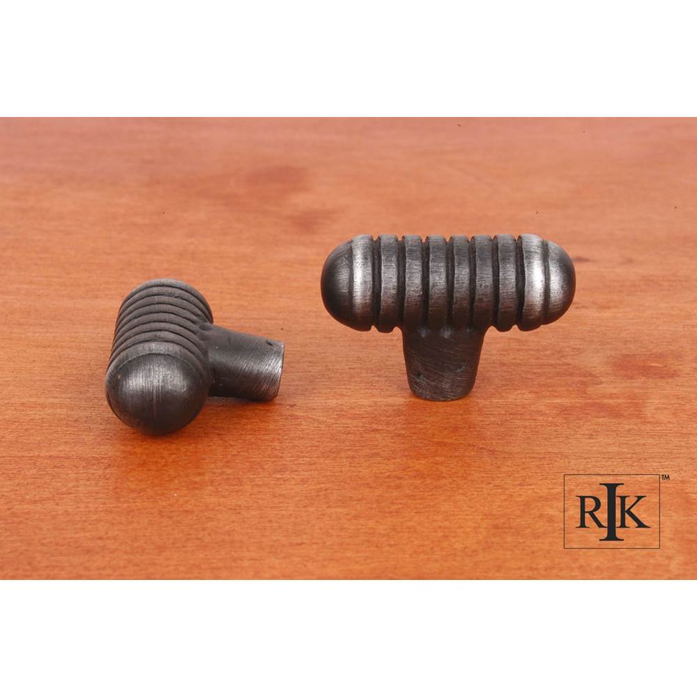RK International - Distressed Small Ribbed Knob - Distressed Nickel