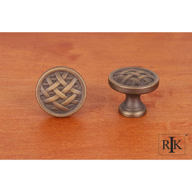 RK International - Small Cross-Hatched Knob - Antique English