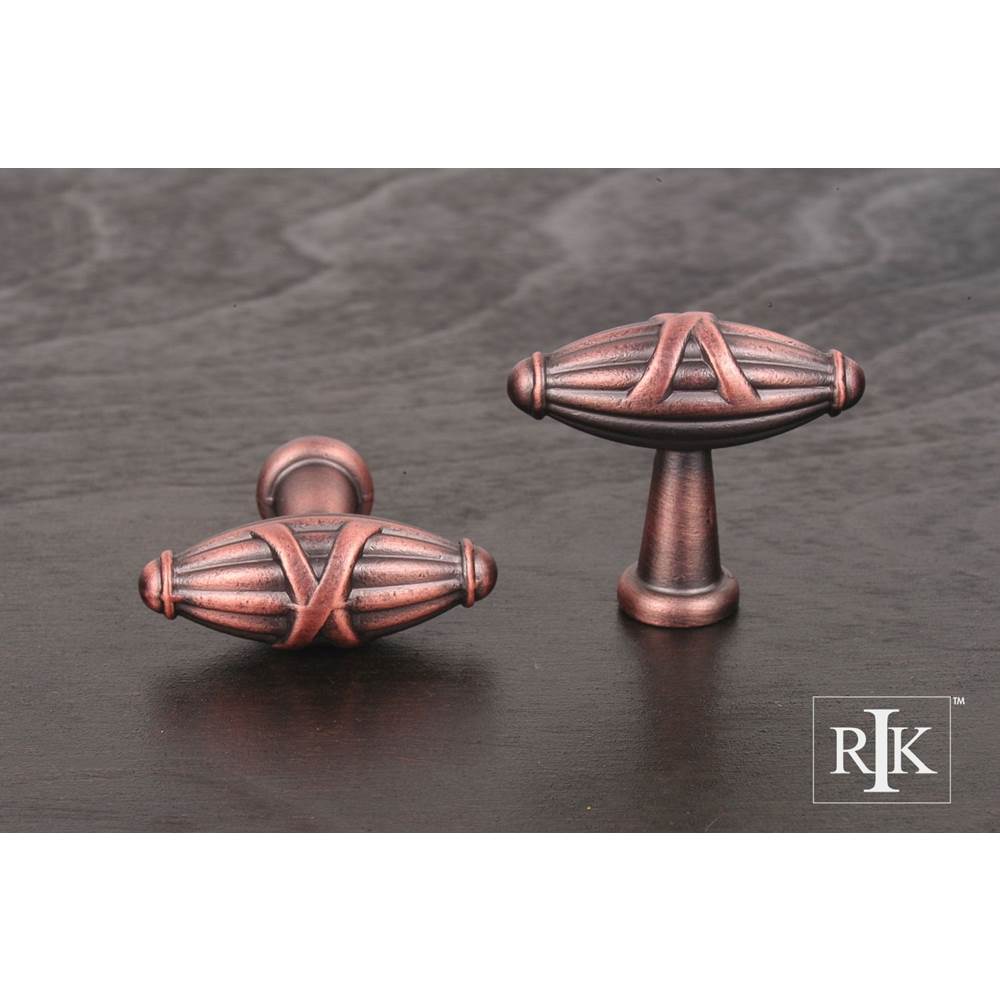 RK International - Small Crossed Indian Drum Knob - Distressed Copper