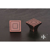 RK International - Large Contemporary Square Knob - Distressed Copper