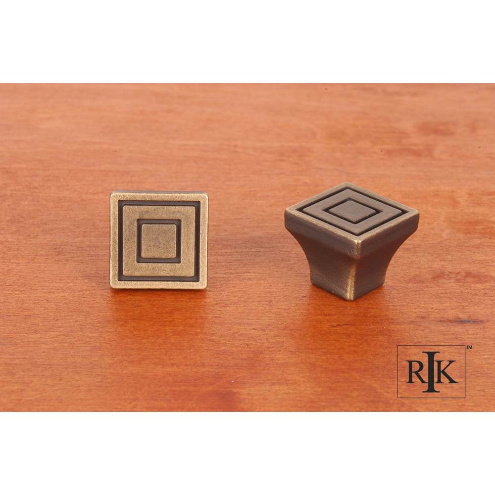 RK International - Small Contemporary Square Knob - Antique English