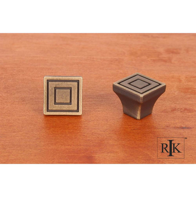 RK International - Small Contemporary Square Knob - Antique English