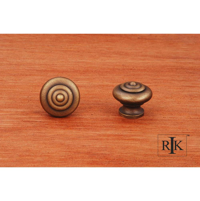 RK International - Solid Knob with Circle  at  Top - Antique English