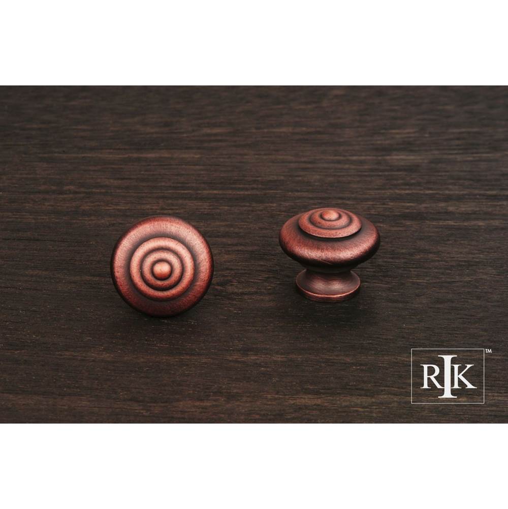 RK International - Solid Knob with Circle  at  Top - Distressed Copper
