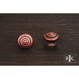 RK International - Solid Knob with Circle  at  Top - Distressed Copper