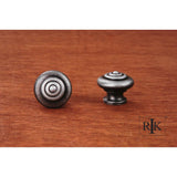 RK International - Solid Knob with Circle  at  Top - Distressed Nickel
